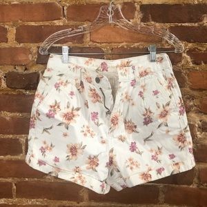 American Eagle Floral Highwaisted Denim Shorts